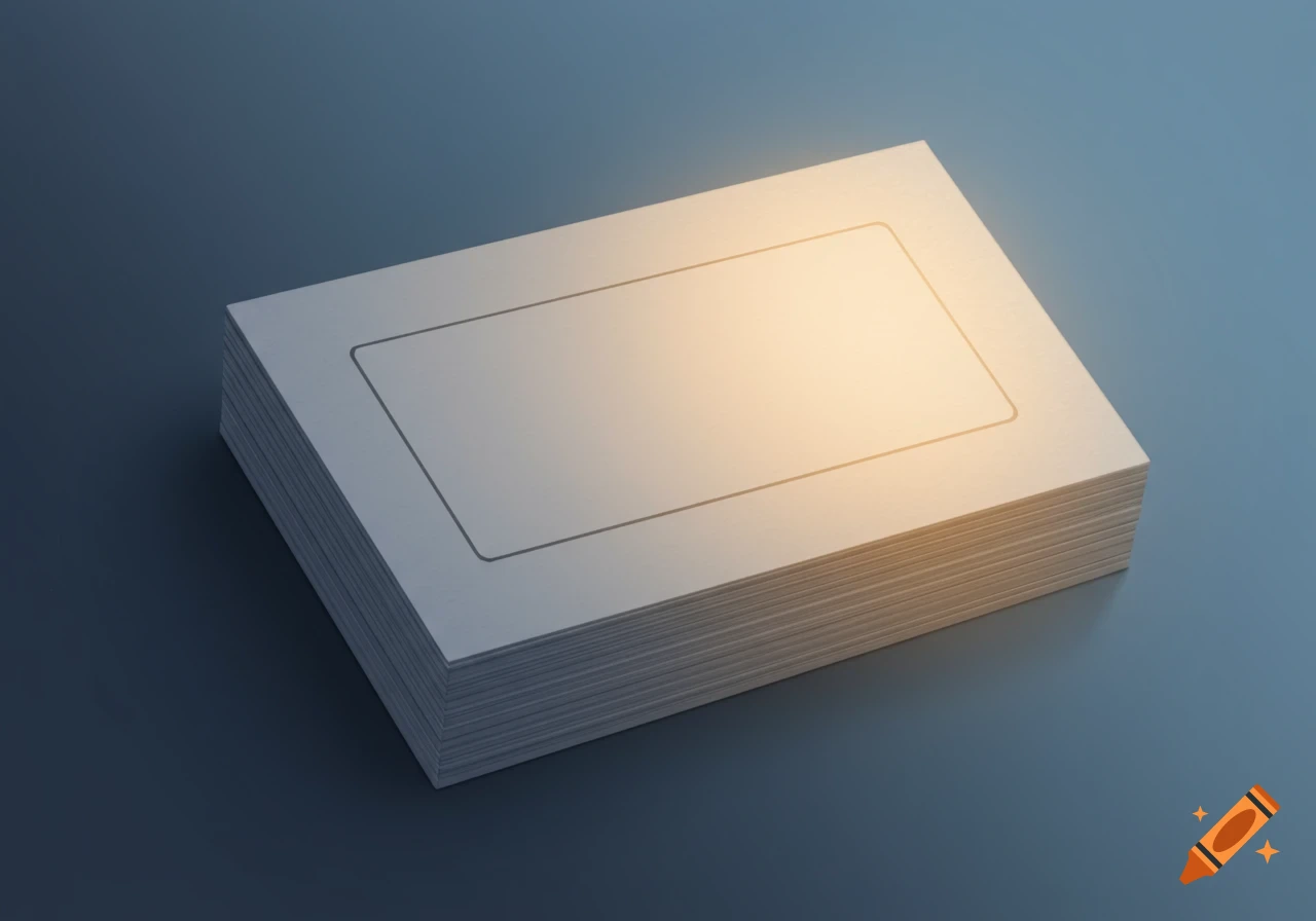A stack of blank business cards with an outlined space for a logo on the top card.
