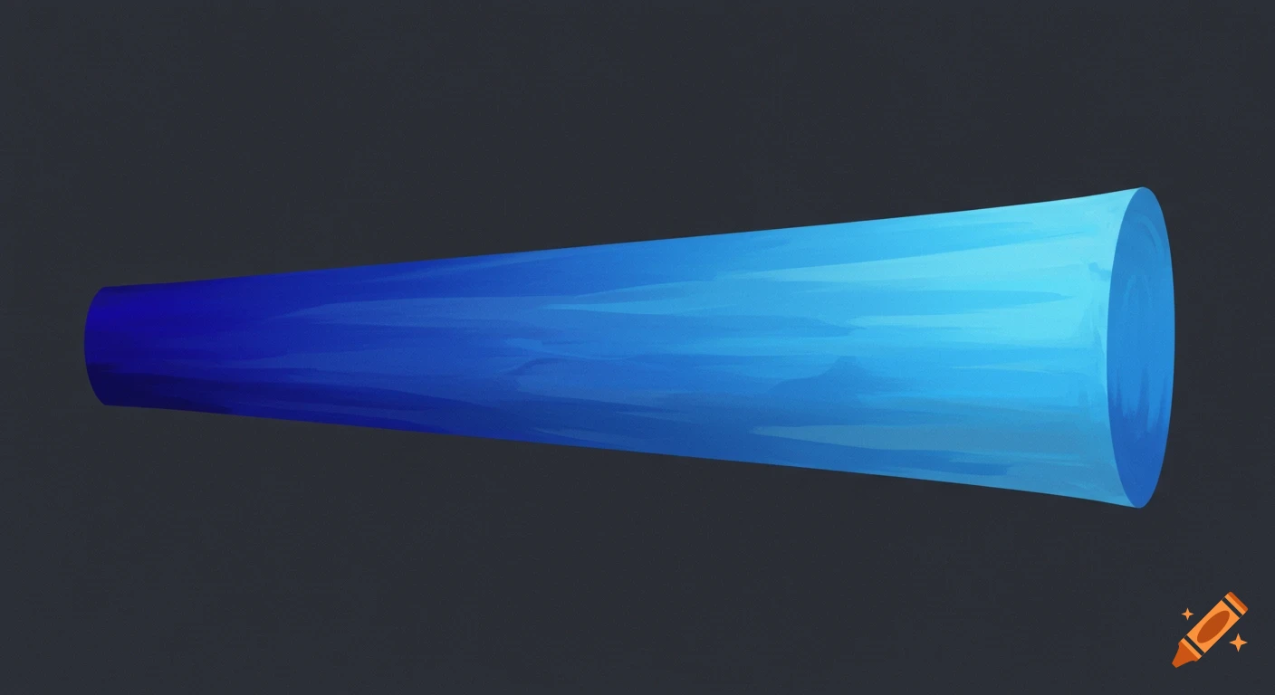 A horizontal cone shape with a blue gradient from dark blue on the left to light blue on the right.