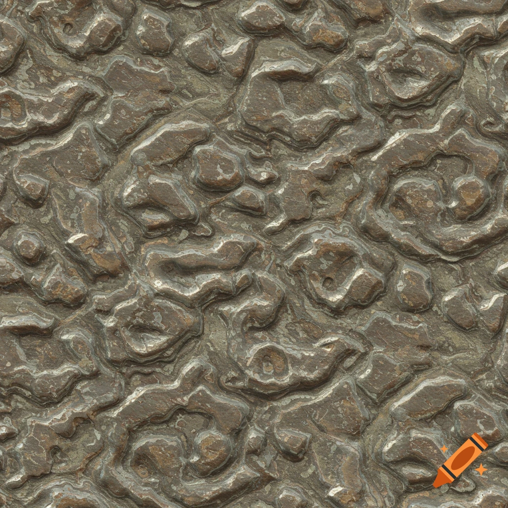 Seamless texture of a rough, metallic or stony surface with organic bumps and flow.