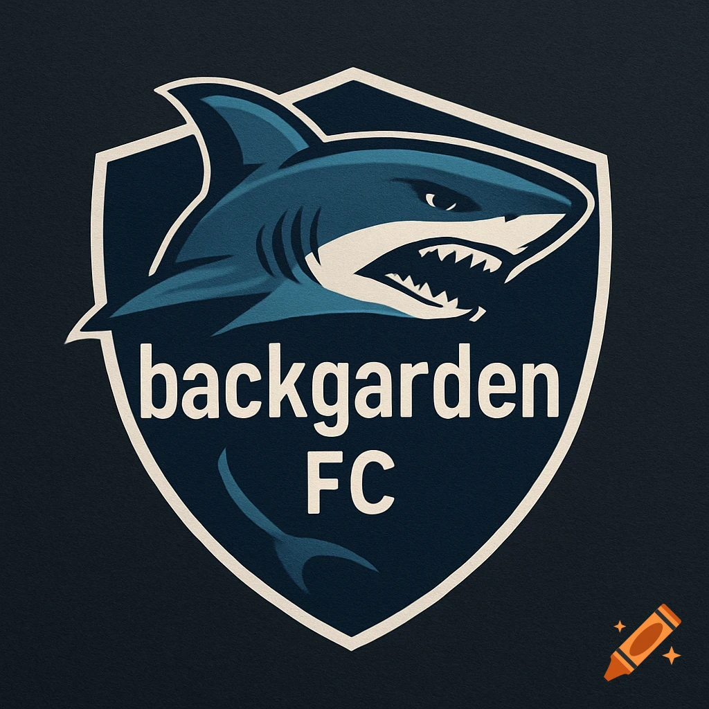 Logo for Backgarden FC with a shark design.