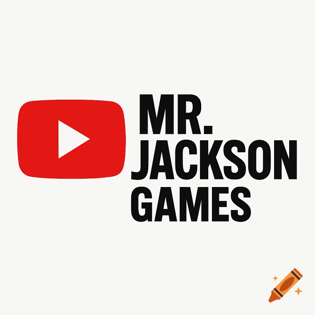 Logo with a red YouTube play button icon and the text MR. JACKSON GAMES.