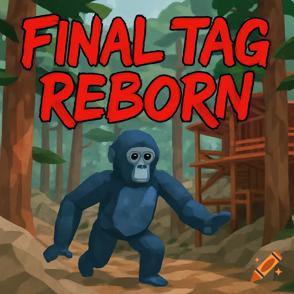 Stylized blue gorilla runs in a jungle under red text "FINAL TAG REBORN".