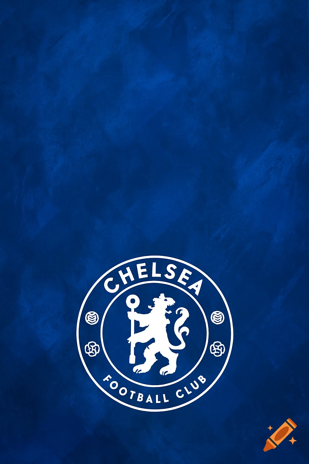 Blue textured background with the white Chelsea Football Club logo.