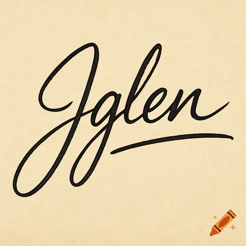 Signature in black cursive script for Jglen