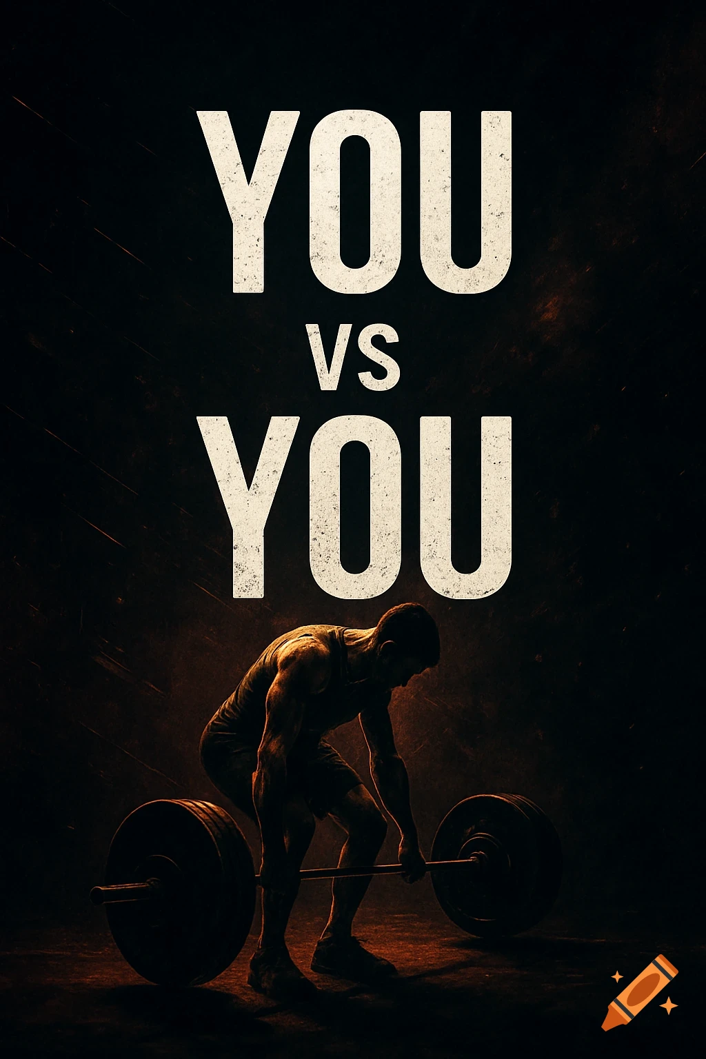 Motivational image with 'YOU VS YOU' text above a silhouetted person lifting weights.
