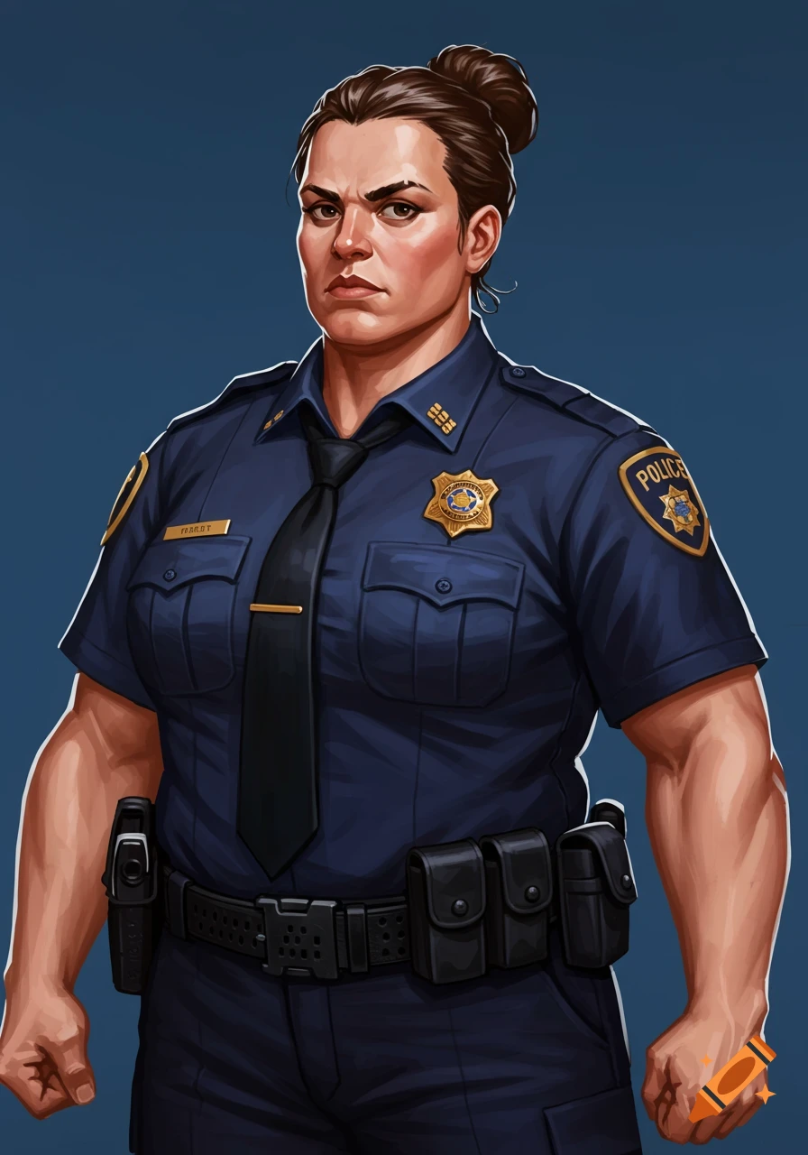 Illustration of a police woman in uniform.