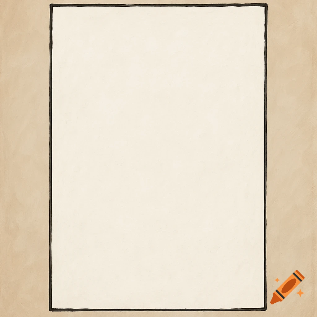 An off-white rectangle with a black border on a beige background.