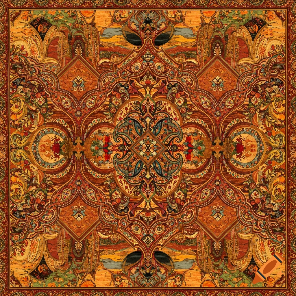 Detailed patterned design in warm colors
