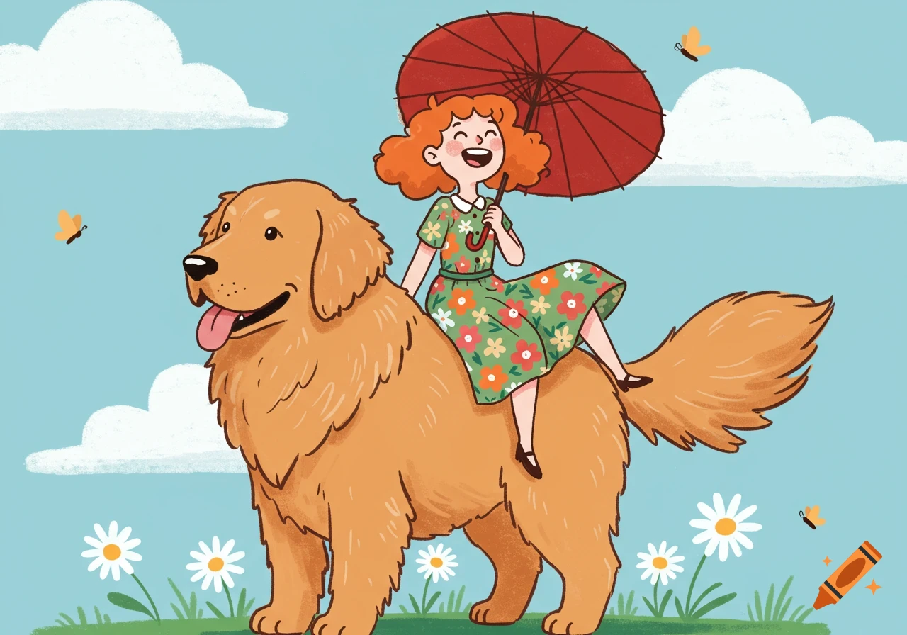 Golden Retriever Umbrella Cartoon Golden Retriever Umbrella Cartoon