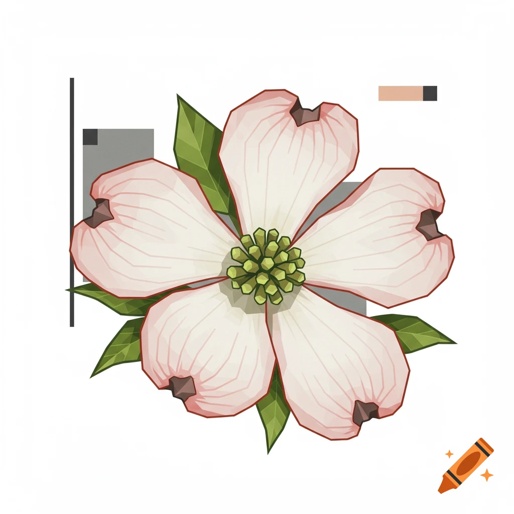 Geometric illustration of a dogwood blossom