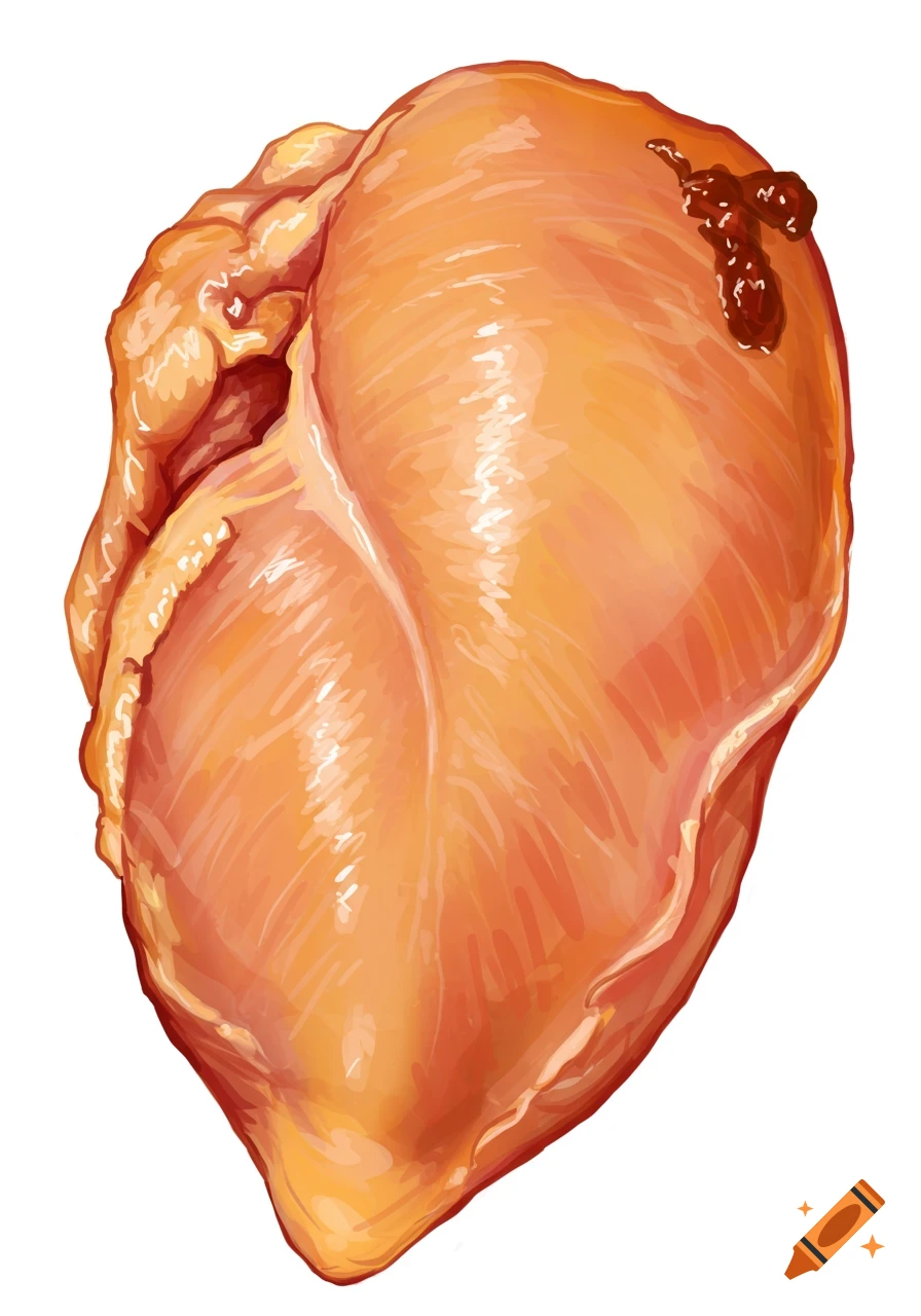 An illustration of a raw chicken breast.