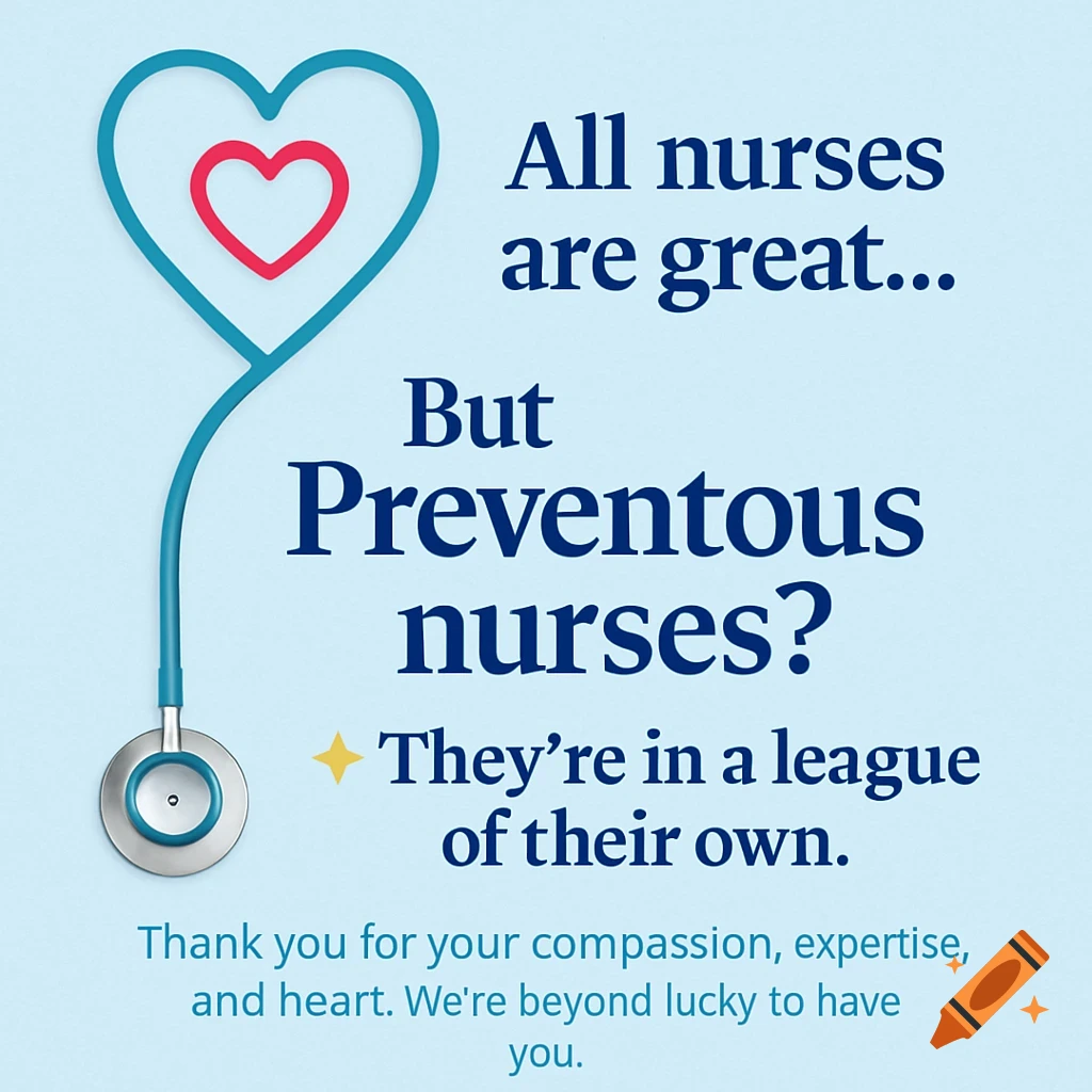 Graphic design featuring a stethoscope heart shape and text praising nurses.