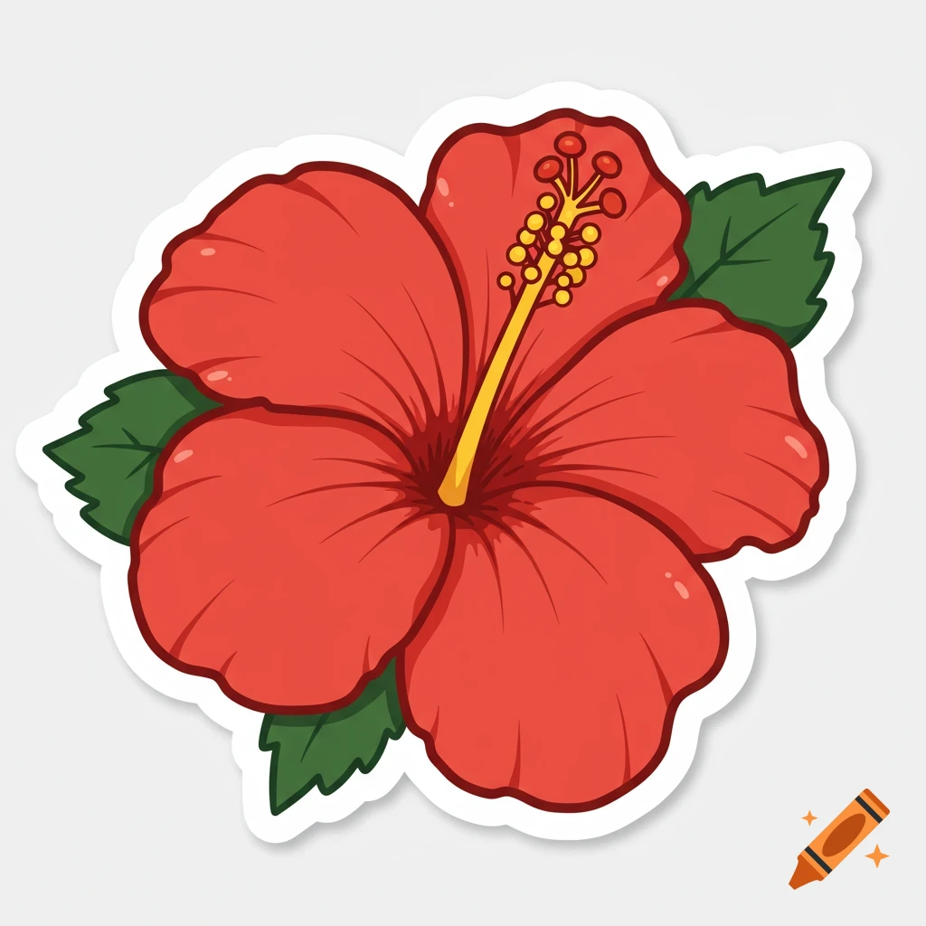 Red hibiscus flower clip art sticker