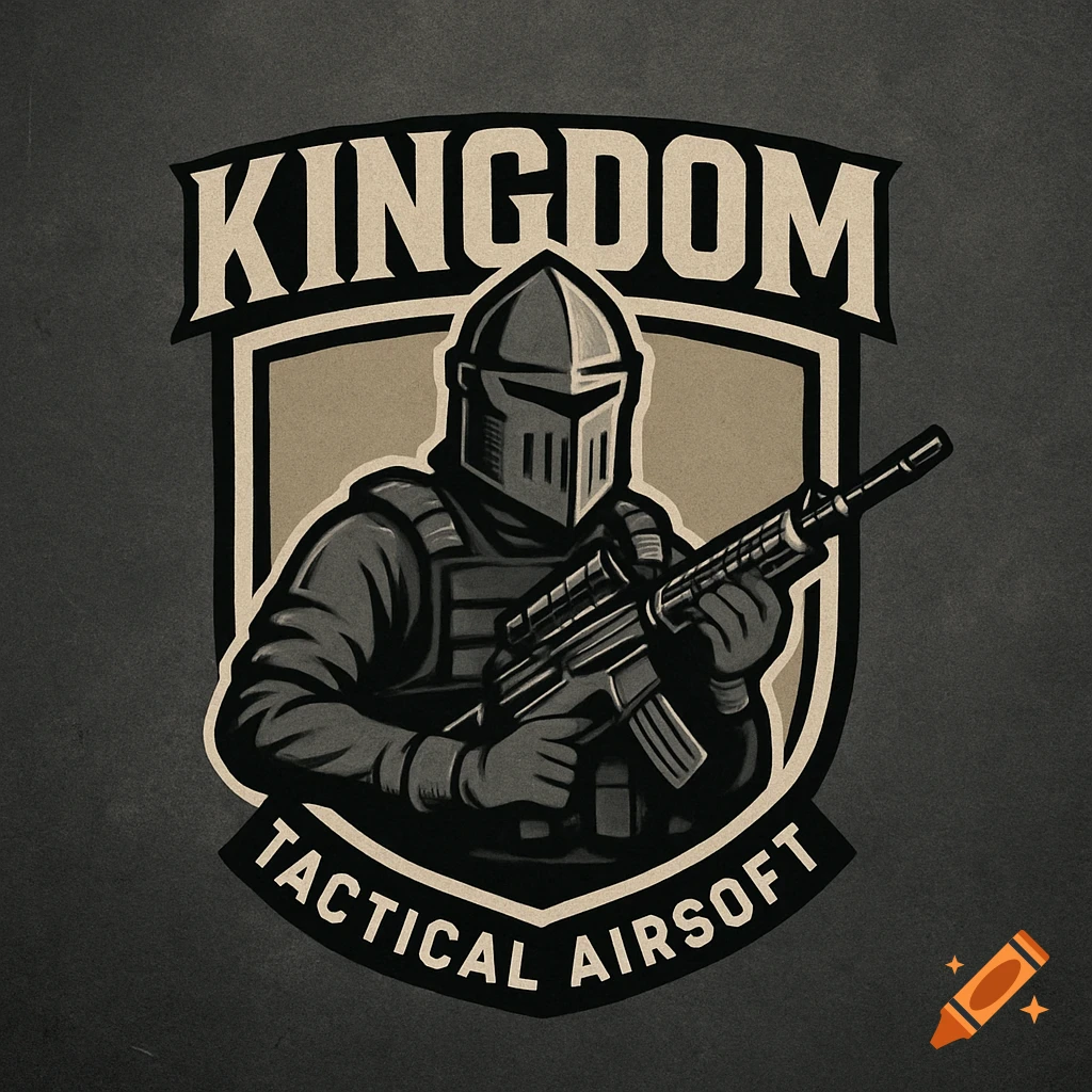 Logo of a tactical figure holding a rifle with the text 'Kingdom Tactical Airsoft'.