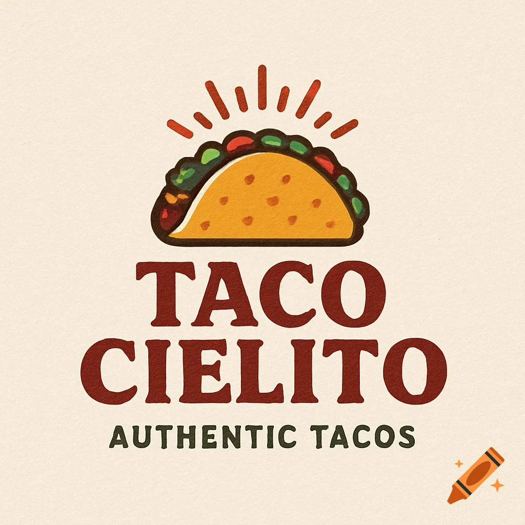 Logo for Taco Cielito restaurant with a taco illustration and text 'Authentic Tacos'