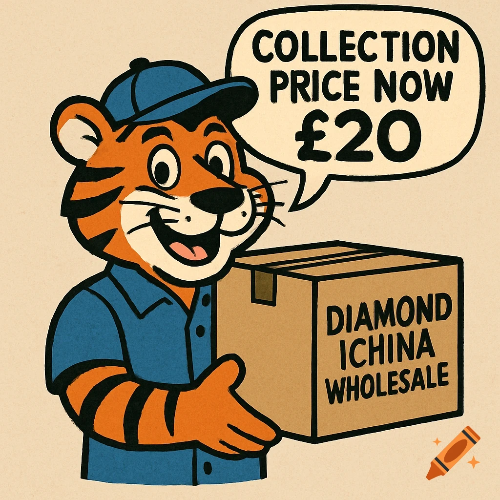 Cartoon tiger in uniform holding a box and speaking in a speech bubble.