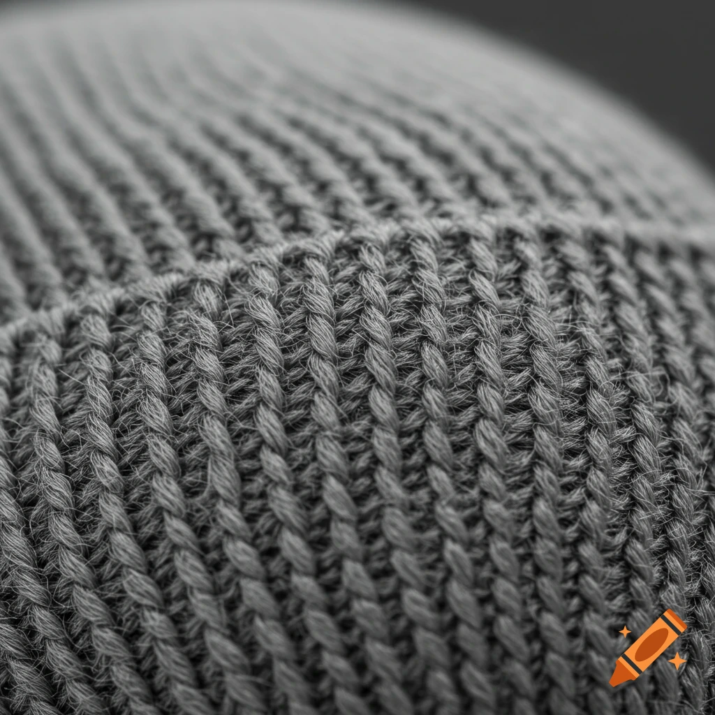 Extreme close-up texture of gray knitted fabric.
