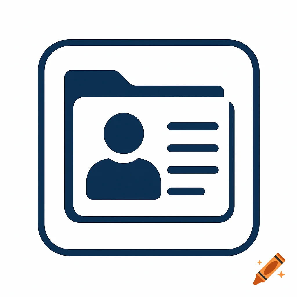 Icon of a person's profile within a file folder