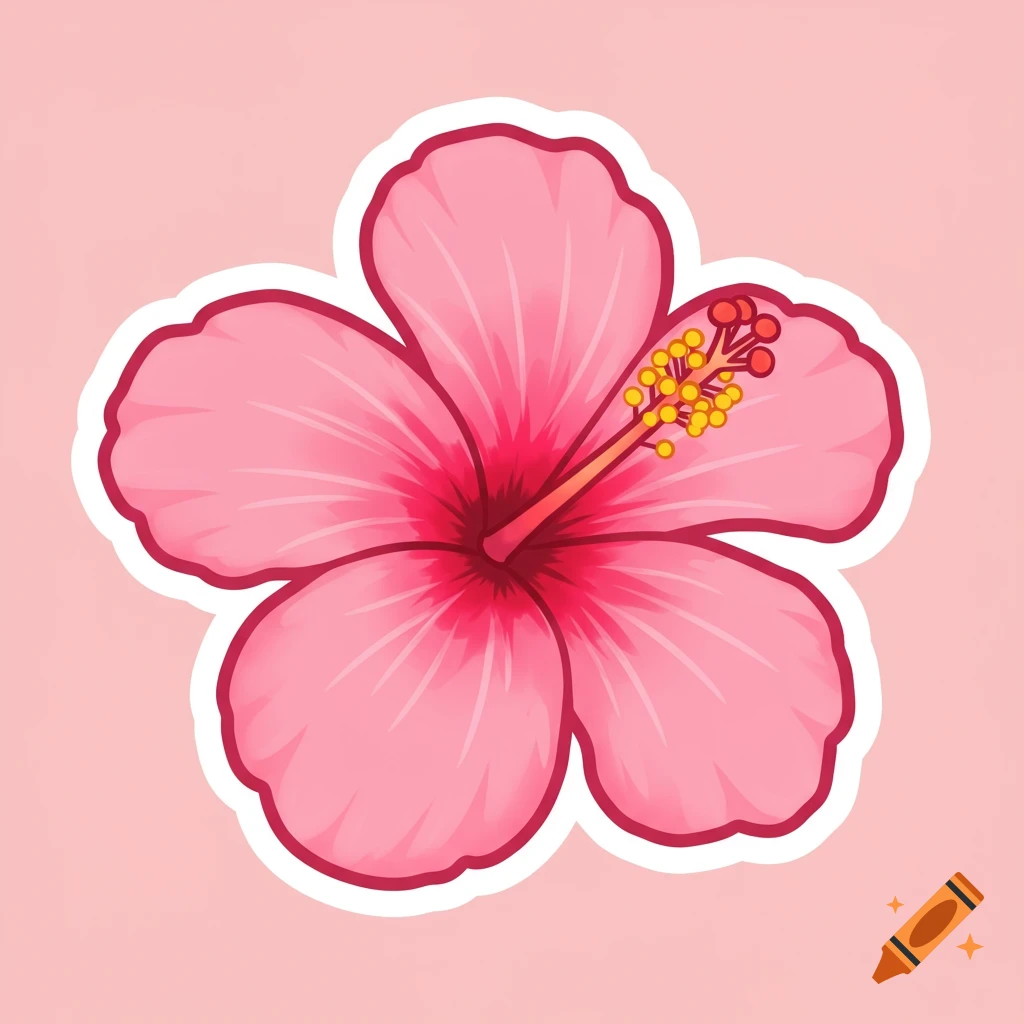 Pink hibiscus flower clip art sticker