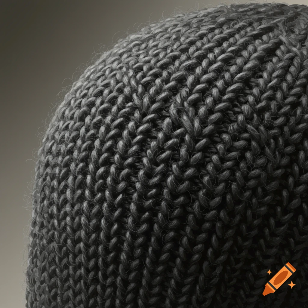 Close-up view of dark gray knitted texture