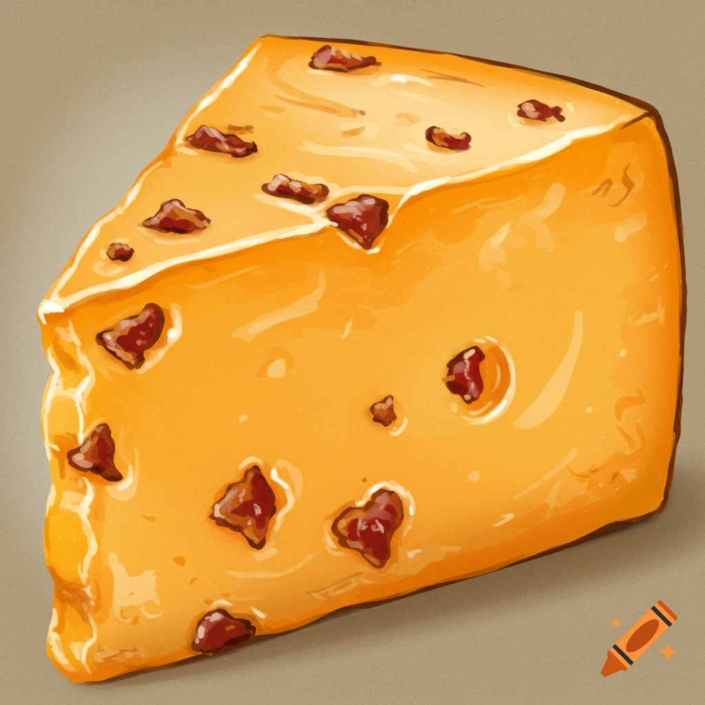 Illustrative wedge of bacon cheddar cheese