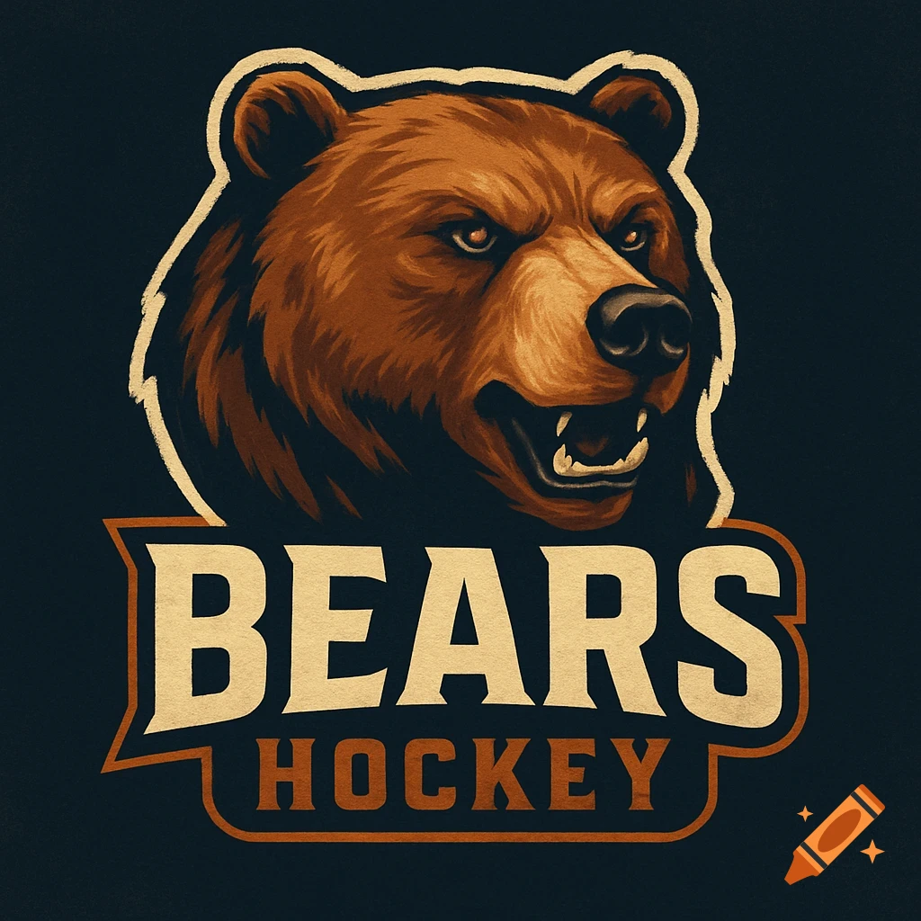 A stylized brown bear head logo with the text "BEARS HOCKEY" below.