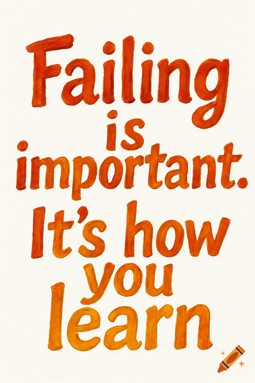 Orange handwritten quote on a white background.