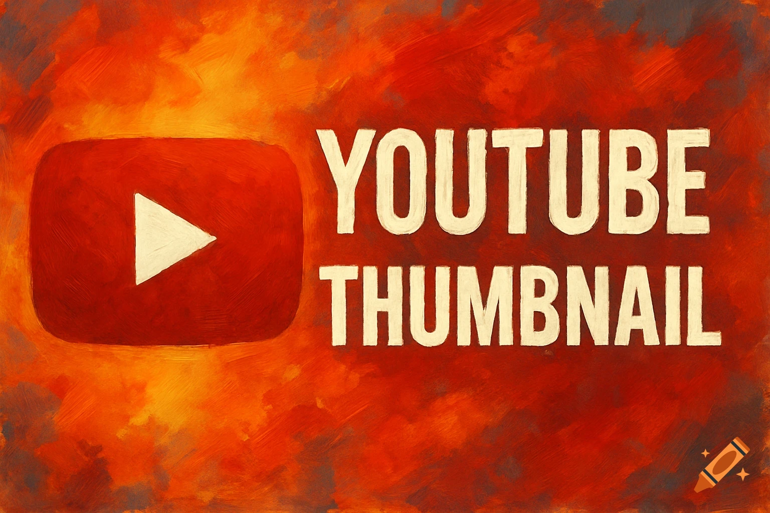 YouTube logo and 'YOUTUBE THUMBNAIL' text in an oil painting style.