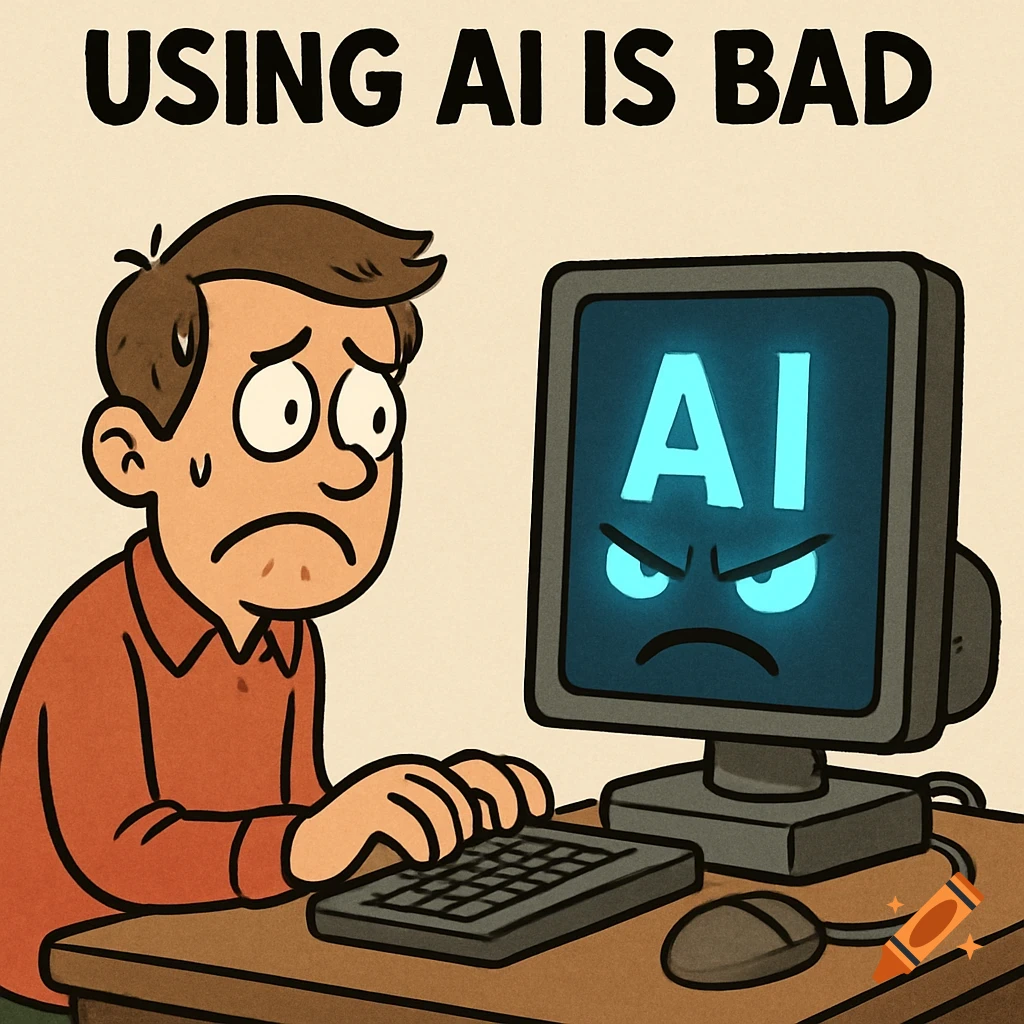 Cartoon showing a worried person looking at an angry computer screen ...