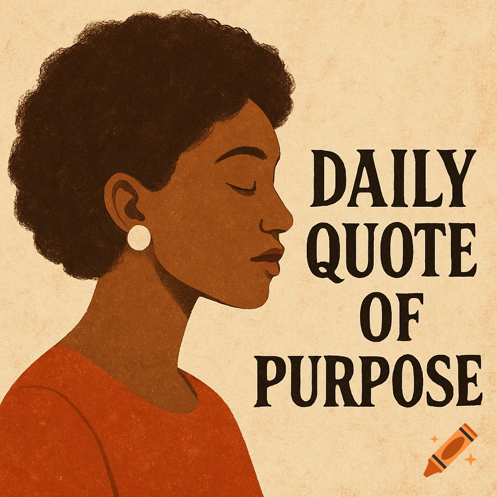 Illustration of a woman's profile next to the text DAILY QUOTE OF PURPOSE.