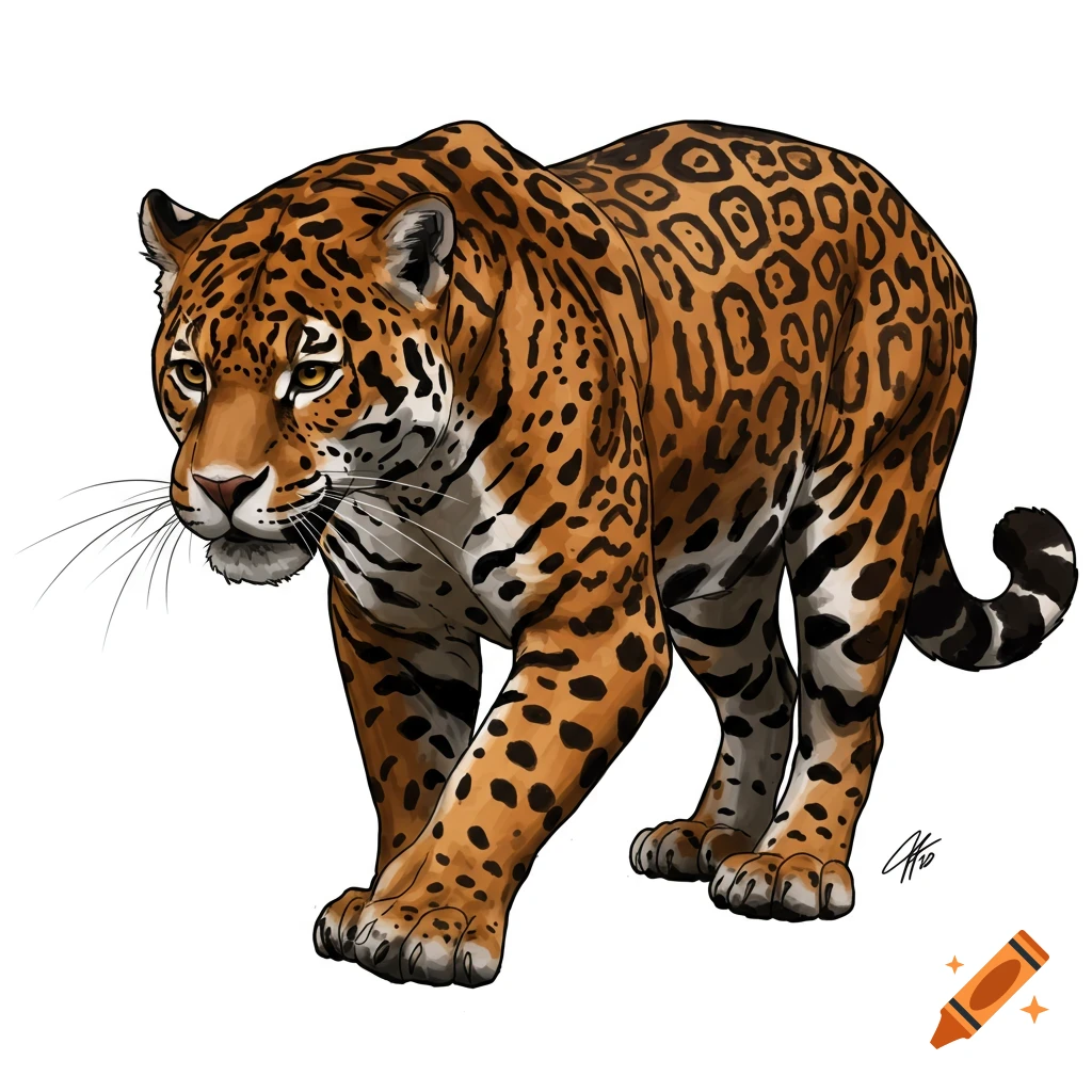 An illustration of a jaguar walking.