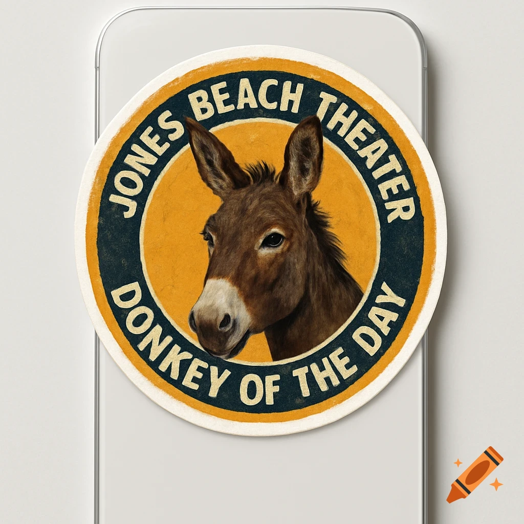 Sticker on a phone featuring a donkey head and text