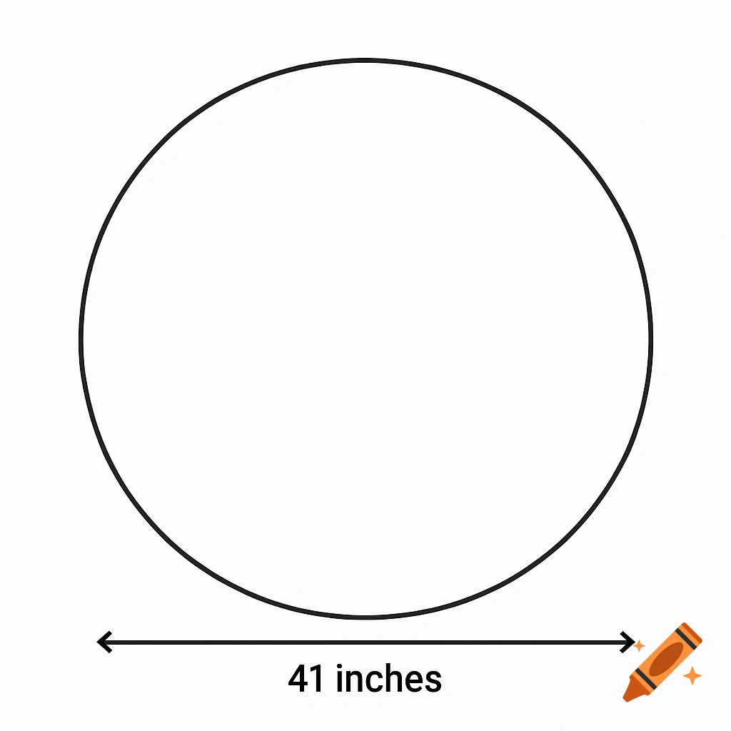 Black circle with a diameter line labeled 41 inches.