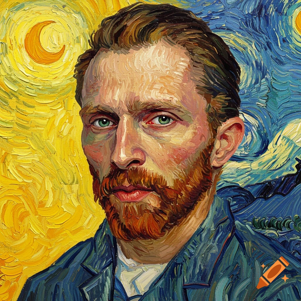 Portrait of a man with a beard in Van Gogh's style.