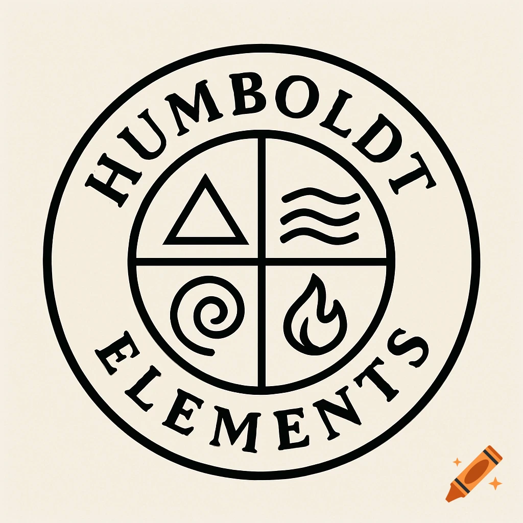 Logo with 'Humboldt Elements' text and symbols for earth, water, wind, and fire.