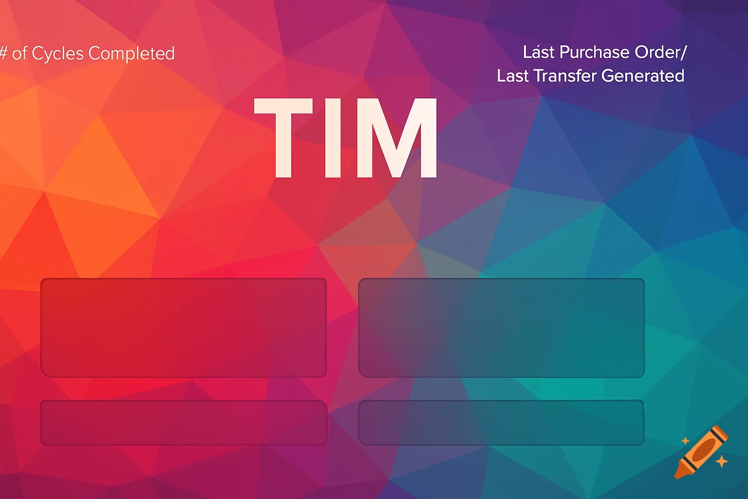 Abstract geometric background with the word TIM and text overlays.