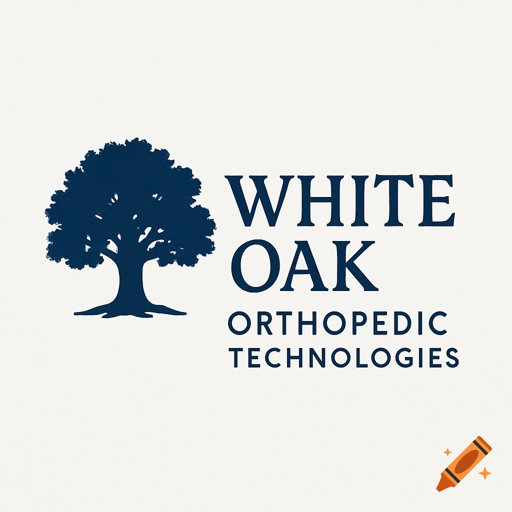 Logo for White Oak Orthopedic Technologies featuring a silhouette of an oak tree next to the company name.