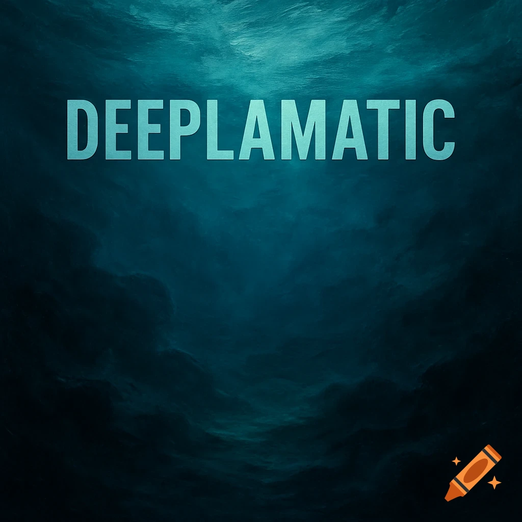 Dark deep blue abstract background with the word DEEPLAMATIC.