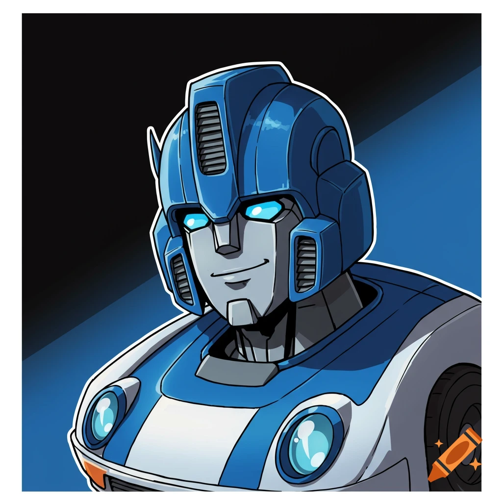 Animated close-up portrait of the robot character Jazz from Transformers