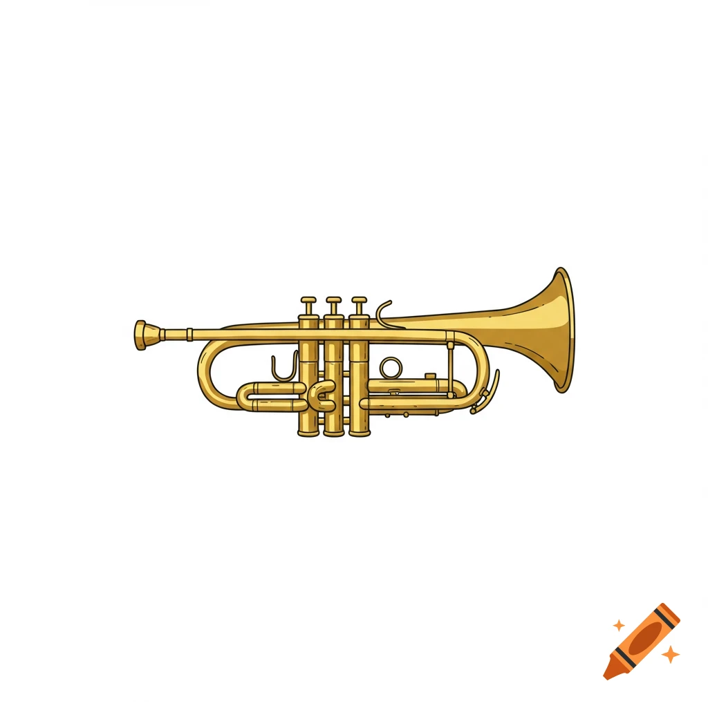 Golden trumpet vector illustration on a white background