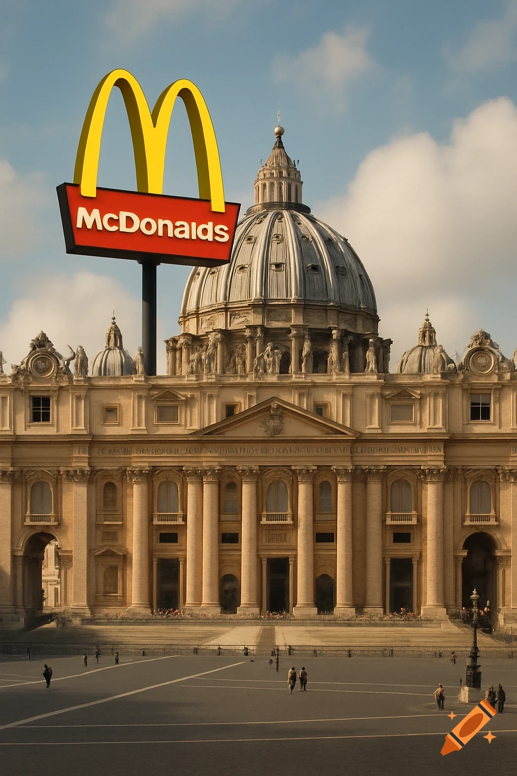 Giant McDonald's sign stands in front of St. Peter's Basilica at the Vatican