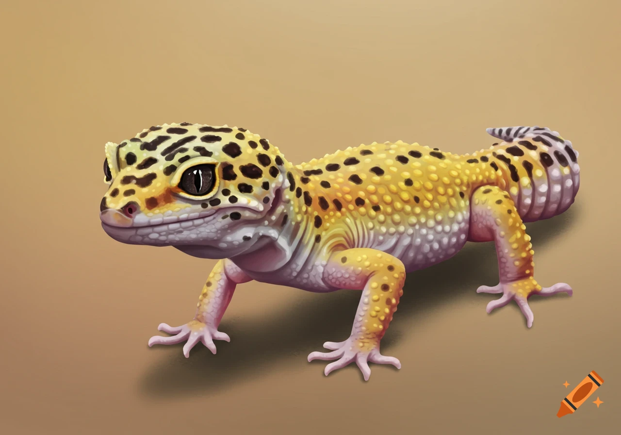 A digital painting of a leopard gecko