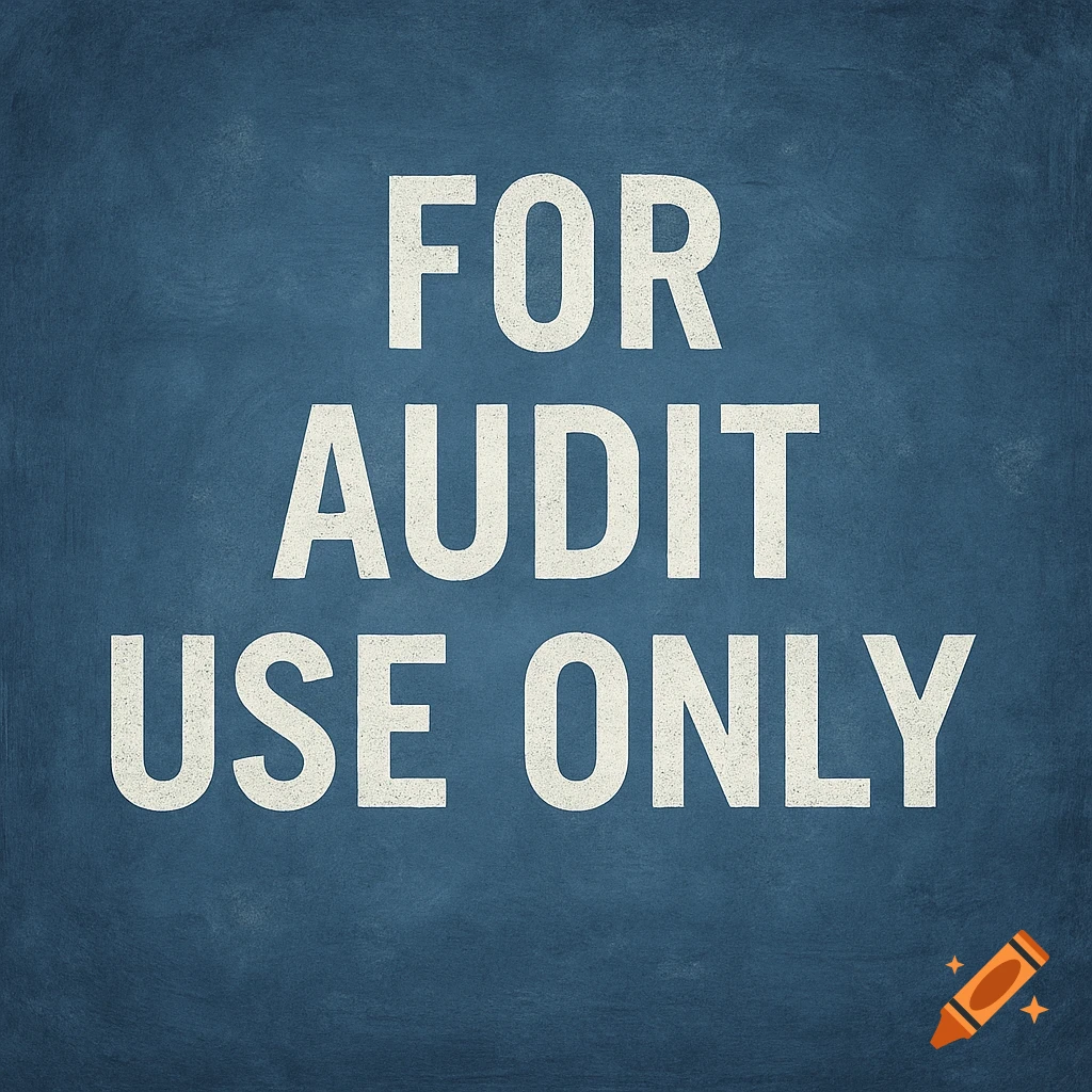 Dark blue textured background with white text 'FOR AUDIT USE ONLY'