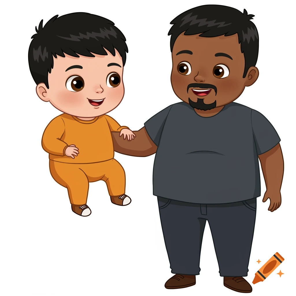 Clip art illustration of a father and son.