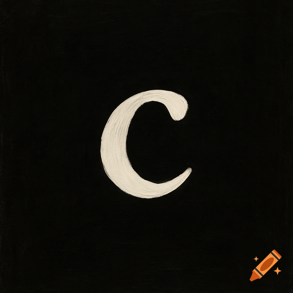 A white lowercase 'c' on a black background