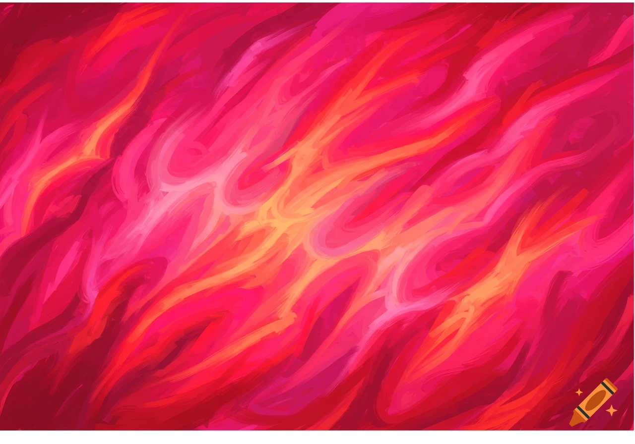 Swirling pink and red abstract background resembling fire or brushstrokes.