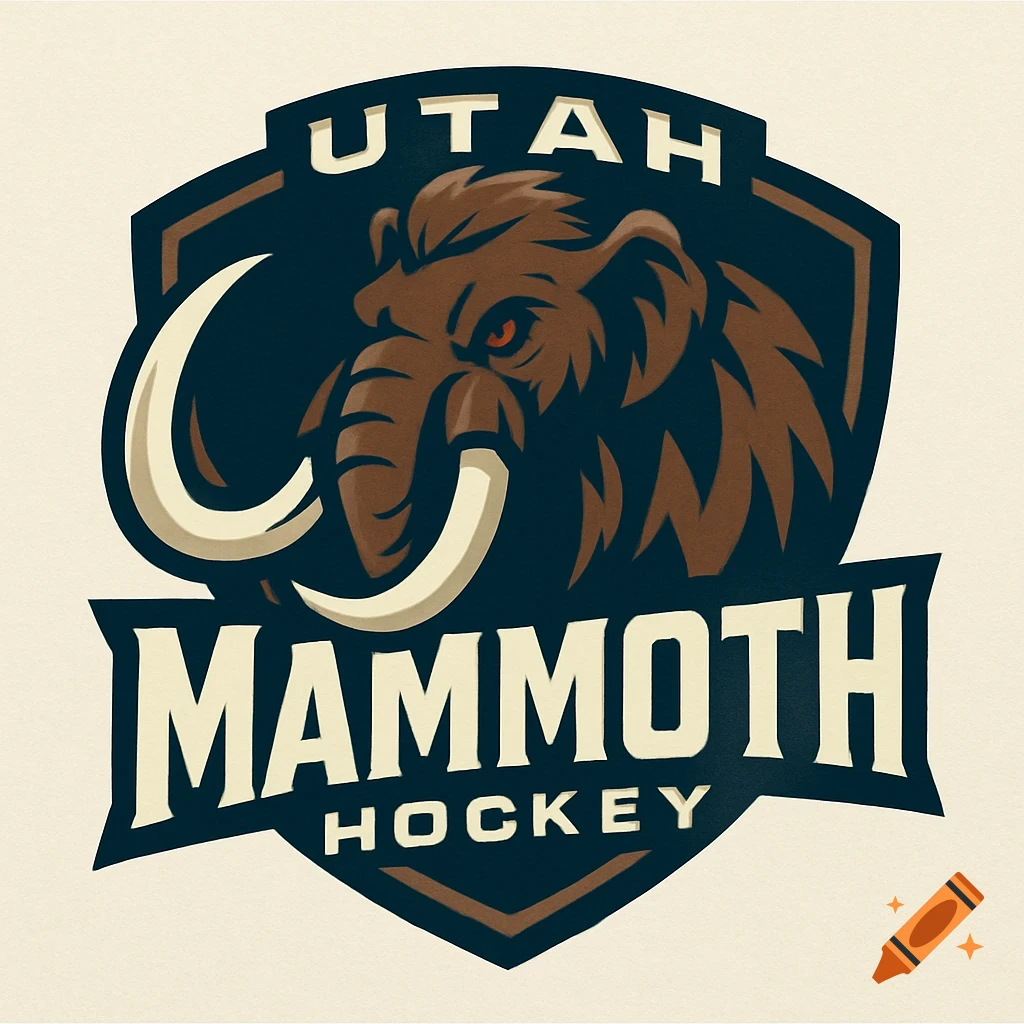 Logo for Utah Mammoth Hockey team featuring a mammoth head.