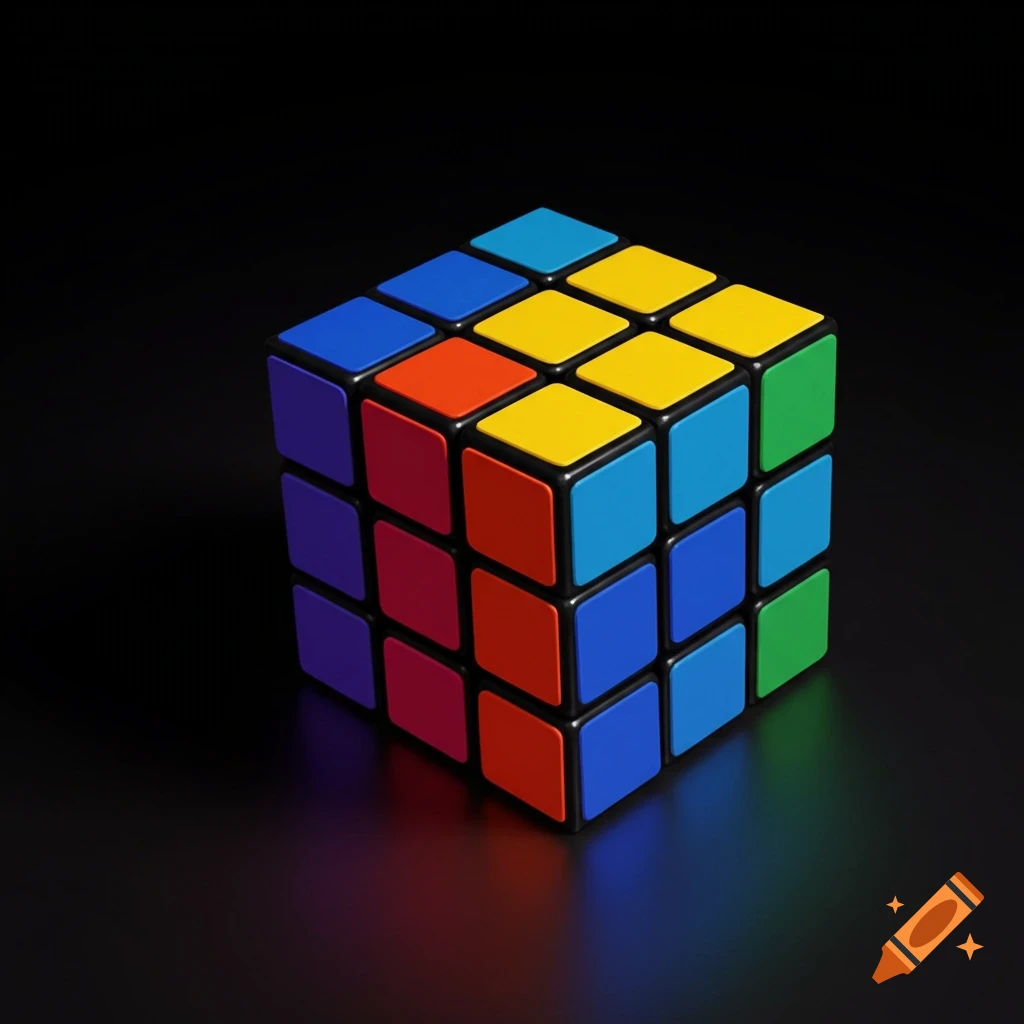 A colorful Rubik's cube on a black background.