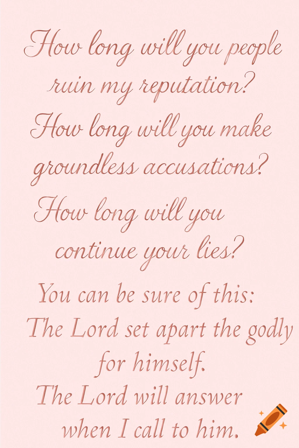 Elegant pink text quote on a light pink background.