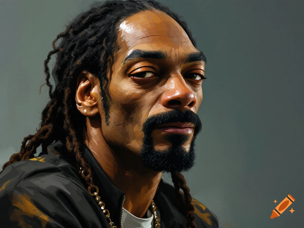 Close-up portrait of Snoop Dogg with dreadlocks. on Craiyon
